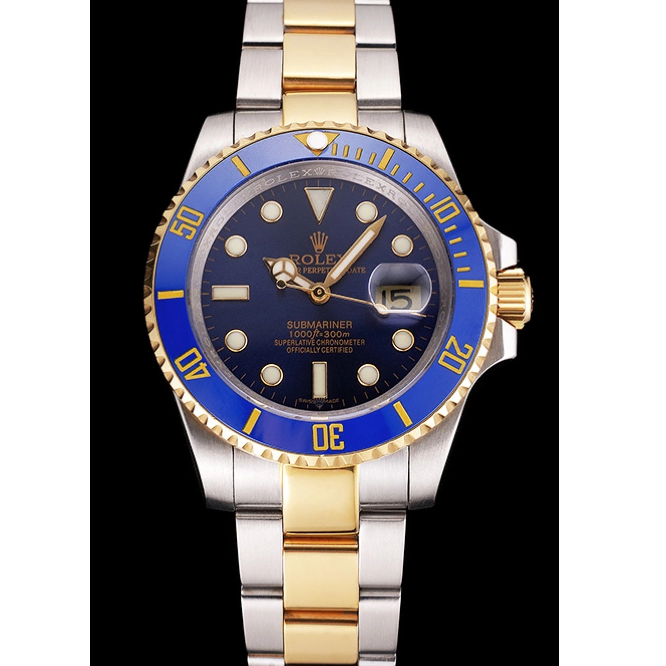 Aaa replica watch Two Blue Gold Dial Rolex Steel Submariner Bezel Swiss And Bracelet Tone 0710